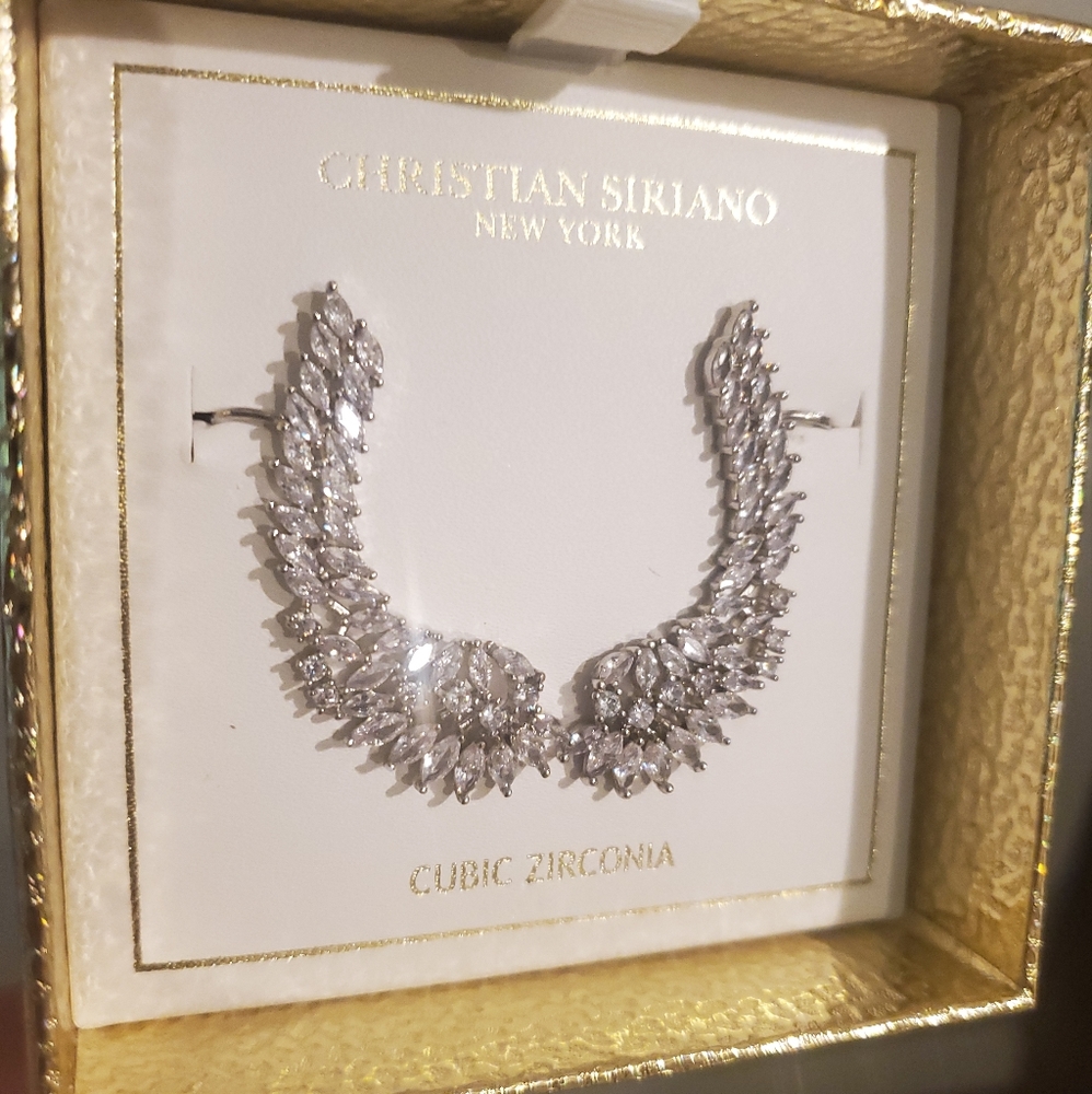 NIB Christian Siriano Angel wing CZ earrings - Picture 2 of 3